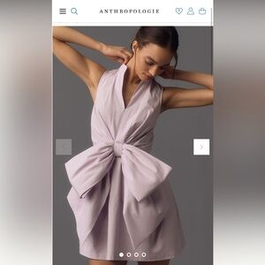 Anthropologie Porridge V-Neck Bow-Front Mini Dress XL